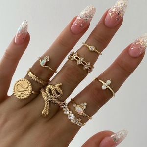 Gold Tone Snake Ring Lot 9 pcs